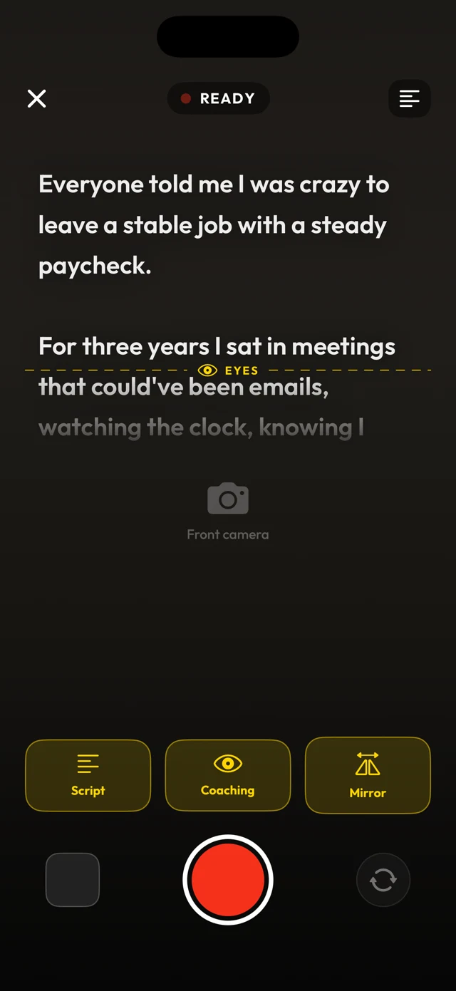 Record screen with on-screen teleprompter